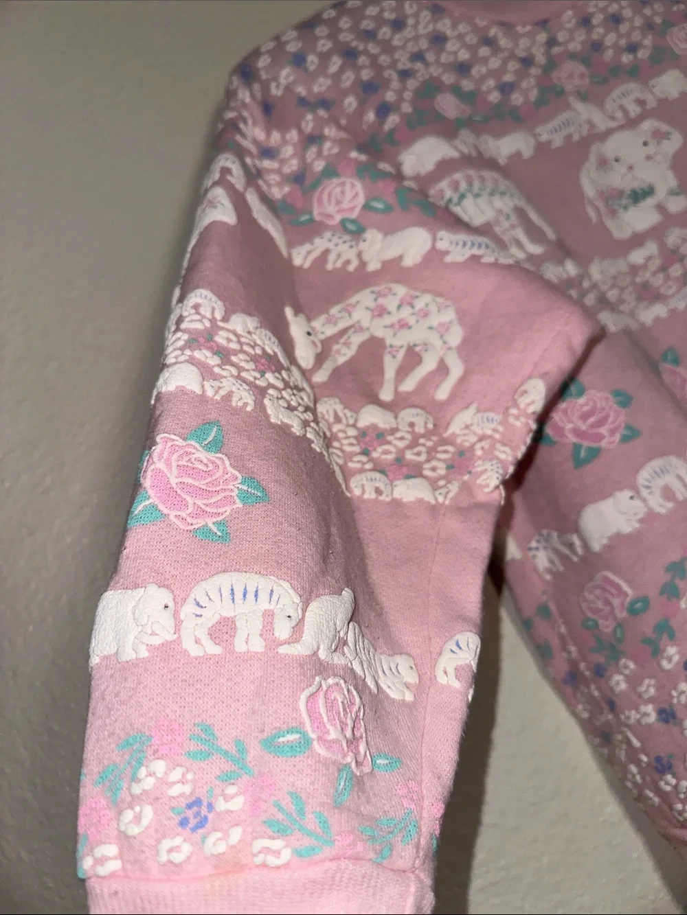 Girls Pink Elephant & Floral Knit Sweater